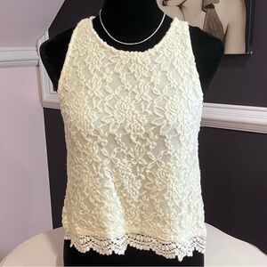 y2k forever21 cream lace embroidered open back tank top small